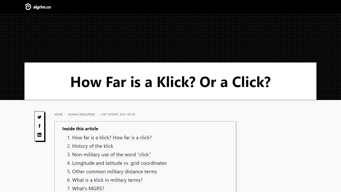 How Far is a Klick? Or a Click? - Algrim.co